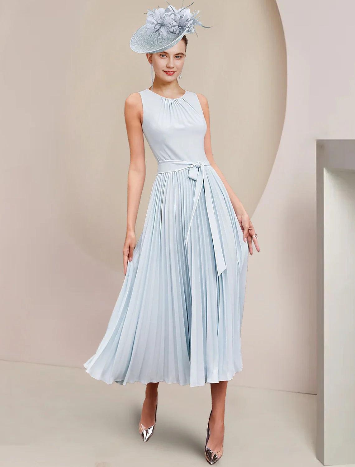 two piece bridesmaid dresses chiffon Two Piece Round Neck Light Blue Chiffon Bridesmaid Dress with Lace -
