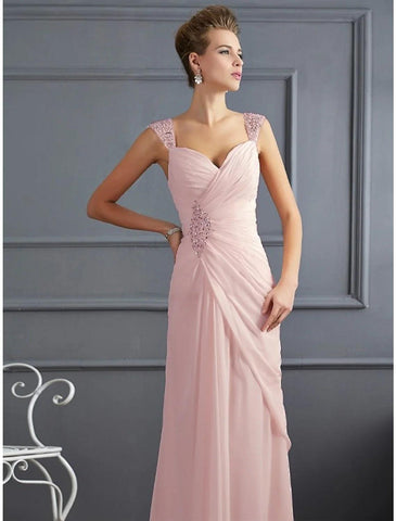 Meerjungfrau/Trompete Abendkleid Sparkle &amp; Shine Kleid Formal Bodenlang Ärmellos Spaghettiträger Chiffon mit Strass Rüschen