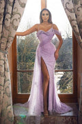 Lilac Prom Dresses Long Glitter | Evening Dresses