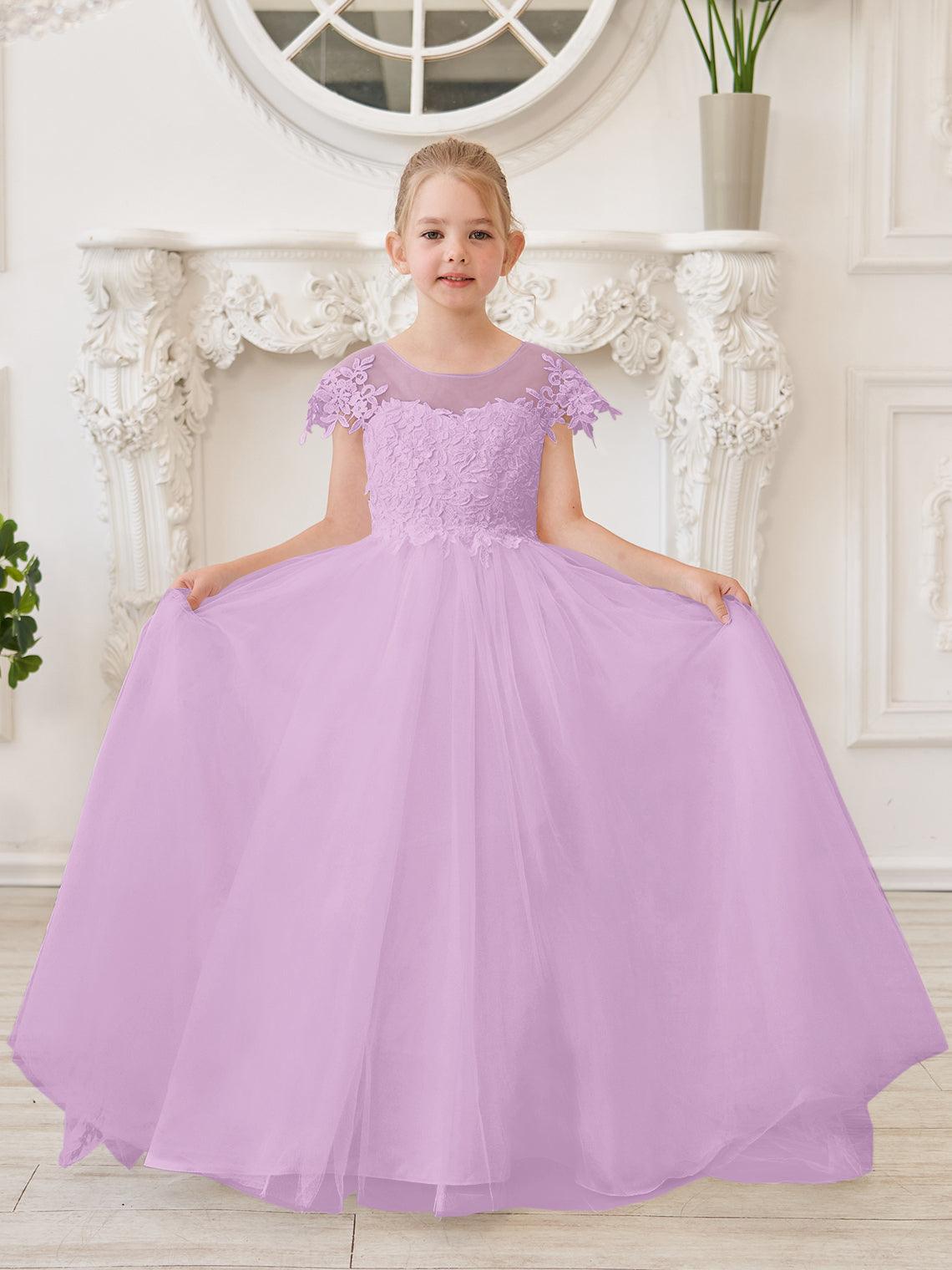 Vestido de princesa para primera comunión de niña de las flores, color marfil, con cola desmontable 