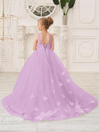 Elegante vestido de tul sin mangas estilo princesa de corte A para niña de las flores 