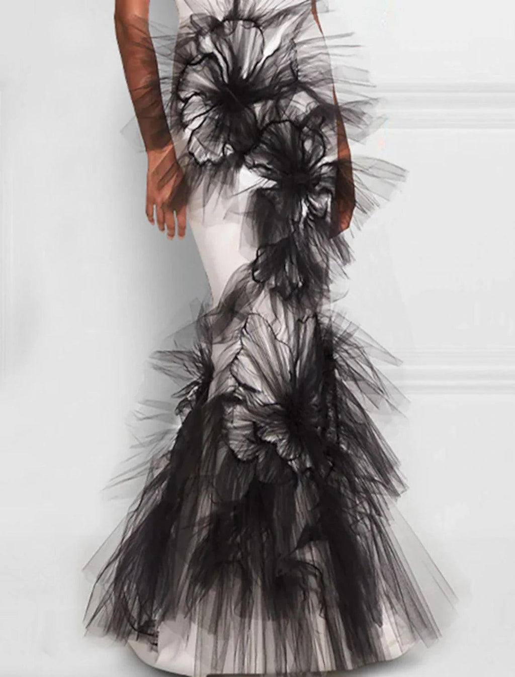 Vestido de noche de sirena/trompeta con bloques de color, vestido formal para invitadas de boda, largo hasta el suelo, sin mangas, cuello en V, tejido elástico con apliques