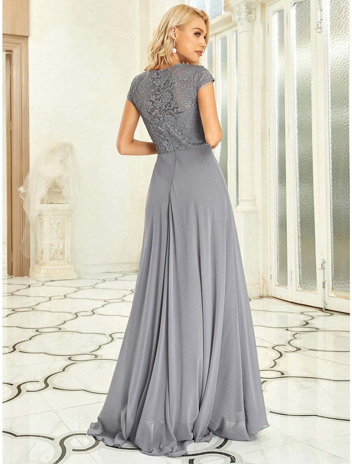 Vestido de fiesta de corte tubo/columna, hombros descubiertos, cintura alta, elegante vestido de dama de honor de verano, cola larga/cepillo, de gasa con pliegues