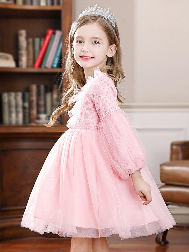 Vestido largo de tul con cuello joya para fiesta de bodas, vestidos de niña de las flores con mangas