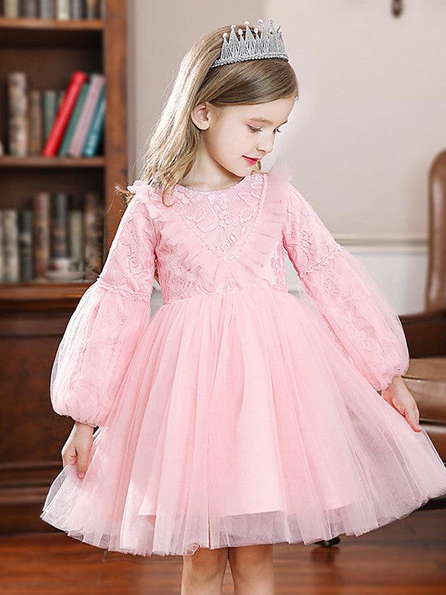 Vestido largo de tul con cuello joya para fiesta de bodas, vestidos de niña de las flores con mangas