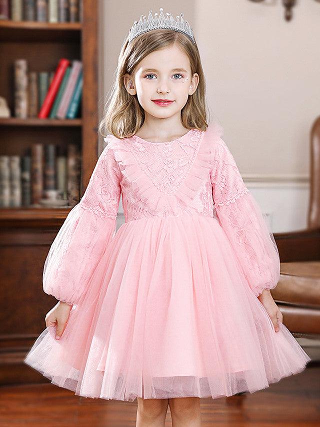 Vestido largo de tul con cuello joya para fiesta de bodas, vestidos de niña de las flores con mangas