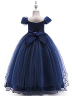 Long Ball Gown Tulle Sleeveless Off The Shoulder Wedding Party Flower Girl Dresses