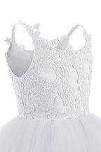 Long Ball Gown Tulle Square Neckline Sleeveless Flower Girl Dress