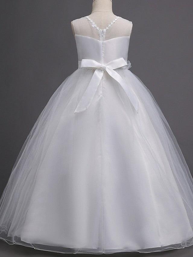Langes Ballkleid aus Tüll für Hochzeitsfeiern und Blumenmädchenkleider