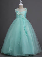 Langes Ballkleid aus Tüll für Hochzeitsfeiern und Blumenmädchenkleider