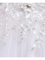 Vestidos largos de princesa de satén y tul con cuello joya para bodas, desfiles y niñas de las flores