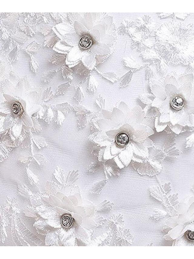 Vestidos largos de princesa de satén y tul con cuello joya para bodas, desfiles y niñas de las flores