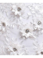 Vestidos largos de princesa de satén y tul con cuello joya para bodas, desfiles y niñas de las flores