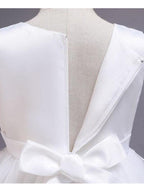 Vestidos largos de princesa de satén y tul con cuello joya para bodas, desfiles y niñas de las flores