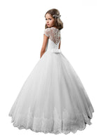 Long Princess Tulle Lace Wedding Birthday First Communion Flower Girl Dresses