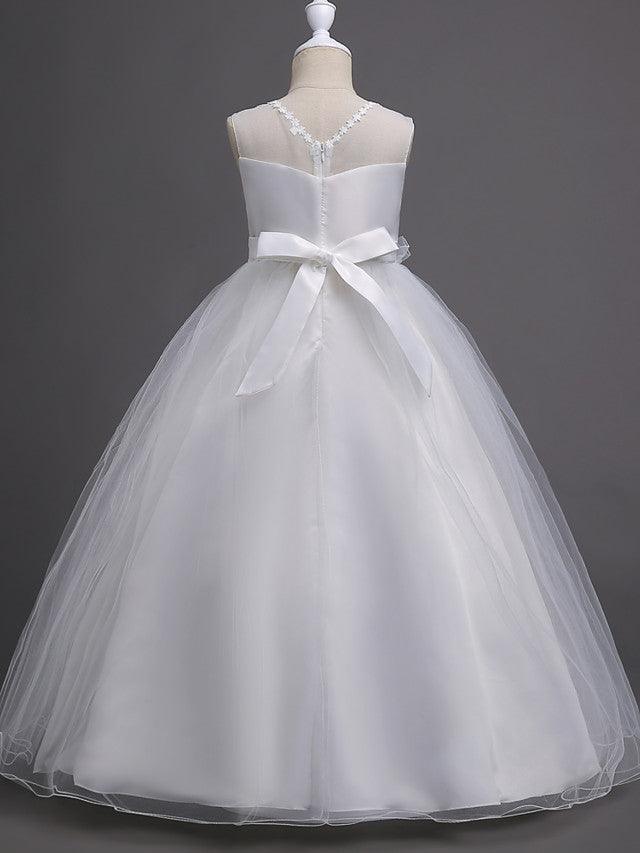 NumberSea-Long Princess Tulle Wedding Birthday Pageant Flower Girl Dresses
