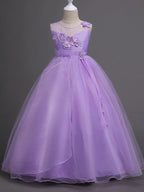 Long Princess Tulle Wedding Birthday Pageant Flower Girl Dresses