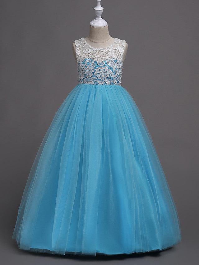 Long Princess Wedding Party Pageant Flower Girl Dresses
