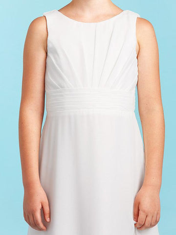 Long Sheath Jewel Neck Flower Girl Dresses Open Back Chiffon Junior Bridesmaid Dress