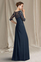Elegant A-Line Lace Mother of The Bride Dress Scoop Neck Half Sleeve Bridesmaid Dresses With Appliques