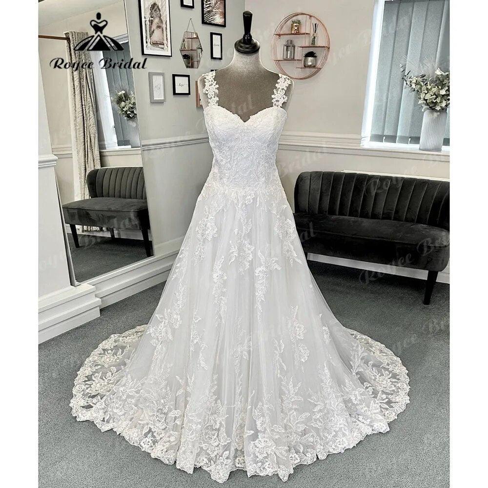 NumberSea - Luxury Full Lace V Neck Off Shoulder Women Wedding Dress with Short Cap Sleeve 2024 Hochzeits Bridal Gown Vestidos de Boda Sexy