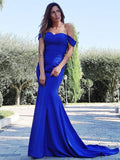 Vestidos de corte sirena/trompeta con volantes de crepé elástico, sin mangas, hombros descubiertos y cola larga
