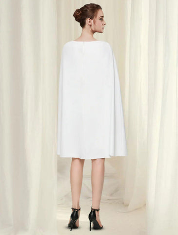 Vestidos de cóctel de corte tubo/columna, vestido minimalista, vestido de fiesta, largo hasta la rodilla, sin mangas, cuello joya, gasa con elegante