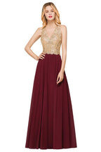 Vestido de noche formal MisShow para mujer con apliques dorados, de gasa y encaje, vestido largo de fiesta