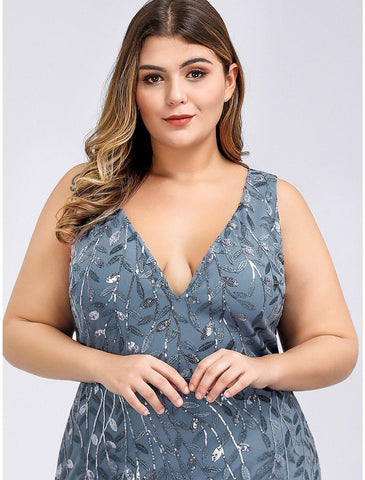 Meerjungfrau/Trompete Abendkleid Übergröße Kleid Hochzeitsgast Verlobung Bodenlang Ärmellos V-Ausschnitt Spitze V-Rücken mit Applikationen