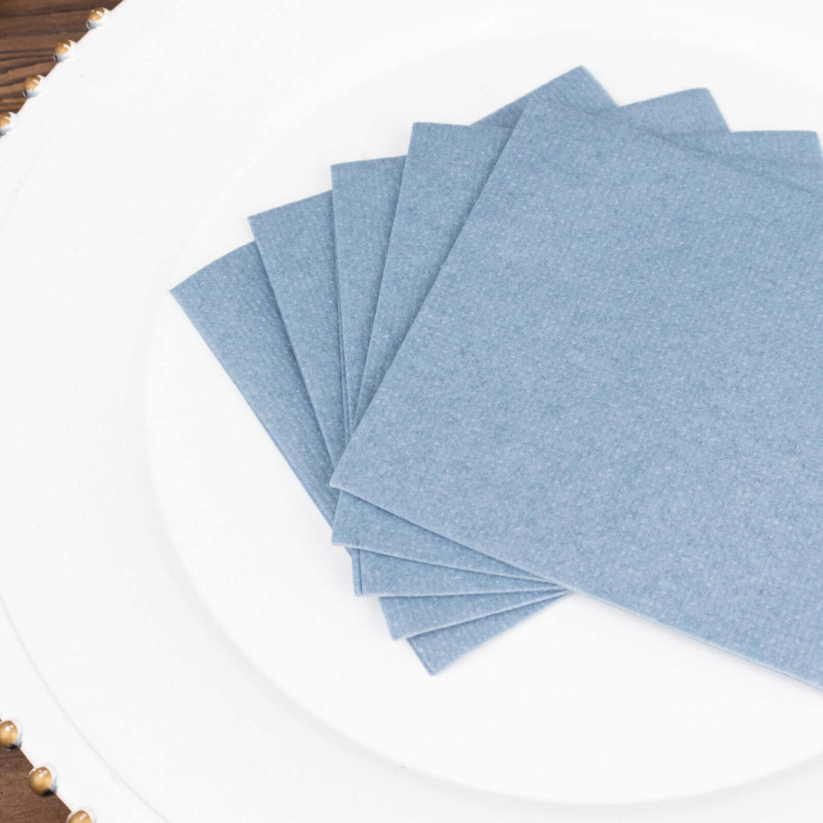 20 Pack Linen-Like Paper Napkins 5"x5" Dusty Blue - Soft Single-Use Airlaid Cocktail Napkins
