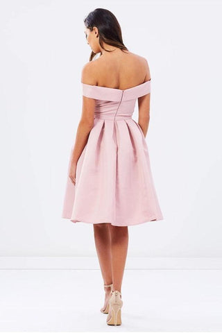 Natural Off-the-shoulder Pleated A-line Sleeveless Homecoming Dresses