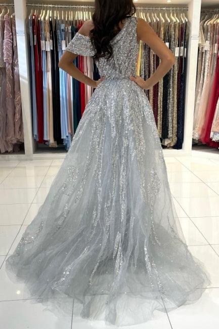 Vestido de fiesta de sirena con encaje, sin mangas y un solo hombro, con lentejuelas