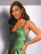 Vestidos de novia estilo sirena/trompeta para invitada de boda, vestido floral para fiesta de bodas, semiformal, largo hasta el suelo, sin mangas, tirantes finos, charmeuse con abertura y bordado