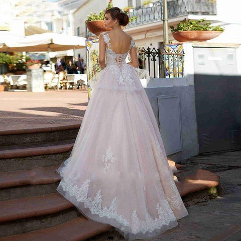 NumberSea - NumberSea A - Line Appliques Lace Wedding Dresses Bandage Back Custom Sleeveless Bridal Gowns Custom Online Robe De Mariee