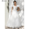 NumberSea - NumberSea A Line Lace Wedding Dresses Elegant Applique Long Sleeve