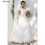 NumberSea - NumberSea A Line Lace Wedding Dresses Elegant Applique Long Sleeve