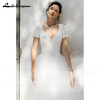 NumberSea - NumberSea A Line Lace Wedding Dresses Elegant Applique Long Sleeve