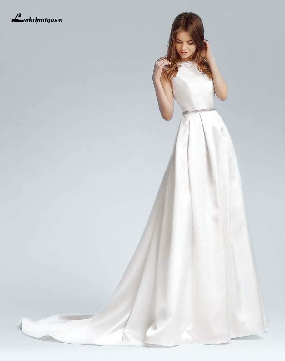 NumberSea - NumberSea A - line satin Wedding Dresses with sashes Sexy African