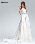 NumberSea - NumberSea A - line satin Wedding Dresses with sashes Sexy African