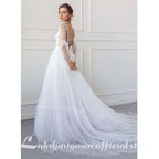 NumberSea - NumberSea A - Line Wedding Dresses Strapless Lace Taffeta Tulle Sleeveless