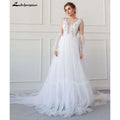 NumberSea - NumberSea A - Line Wedding Dresses Strapless Lace Taffeta Tulle Sleeveless