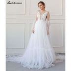 NumberSea - NumberSea A - Line Wedding Dresses Strapless Lace Taffeta Tulle Sleeveless