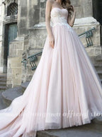 NumberSea - NumberSea A - Line Wedding Dresses V Neck Sweep / Brush Train