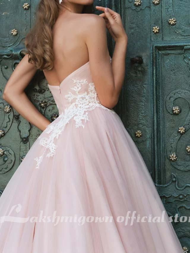 NumberSea - NumberSea A - Line Wedding Dresses V Neck Sweep / Brush Train