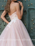 NumberSea - NumberSea A - Line Wedding Dresses V Neck Sweep / Brush Train