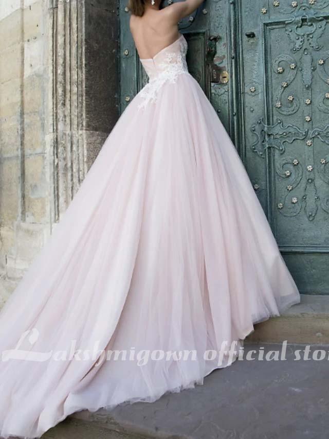 NumberSea - NumberSea A - Line Wedding Dresses V Neck Sweep / Brush Train