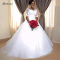 NumberSea - NumberSea African Wedding Dress Lace Up Back Half Sleeves