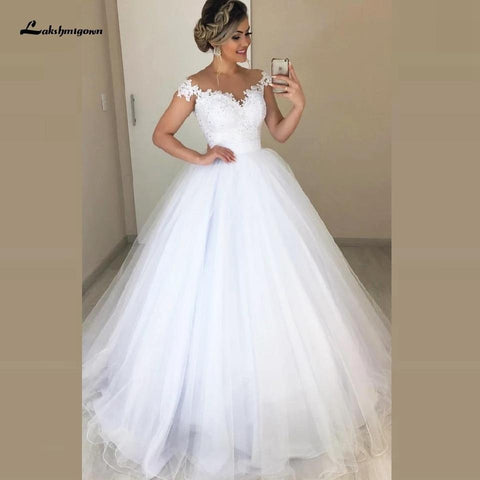 NumberSea - NumberSea African White Lace Garden Wedding Dresses Ball Gown Styles