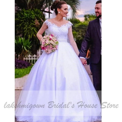 NumberSea - NumberSea African White Lace Garden Wedding Dresses Ball Gown Styles
