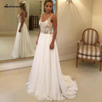 NumberSea - NumberSea Backless A Line Chiffon Wedding Dress Beach Summer
